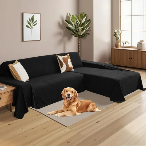 Vista 2 de MYSKY HOME Funda de Sofá Seccional para Perros, 2 Piezas Fundas de Sofá para Sofá en Forma de L, Funda de Sofá Lavable, Protector de Muebles Funda