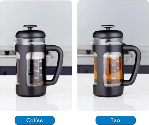 Vista 5 de Easyworkz French Press - Cafetera de 12 onzas con vidrio de borosilicato, mango de agarre suave