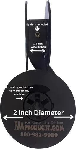 Vista 2 de FJA - Cinta universal para máquina de escribir de 1/2 pulgada, cinta para máquina de escribir grabada con láser, doble carrete (tinta negra sólida)