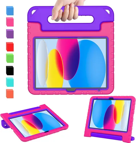 Vista 12 de AVAWO - Funda infantil para iPad de 10.9 pulgadas con protector de pantalla integrado, duradera, a prueba de golpes, ligera, con mango protector