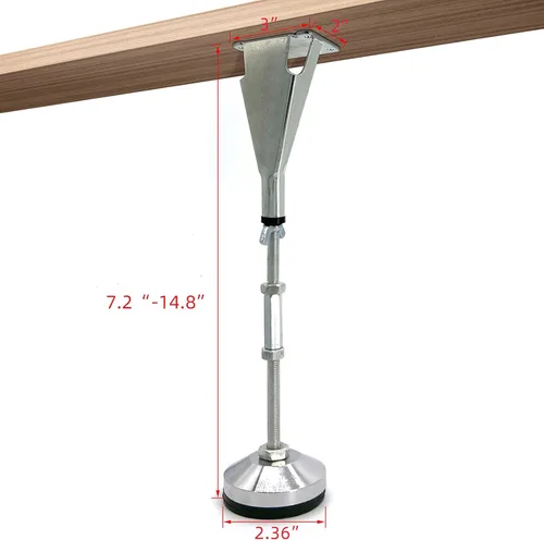 Vista 3 de 2 patas de soporte de listones para marco de cama, patas centrales de cama de acero, pies de soporte de altura ajustable de alta resistencia