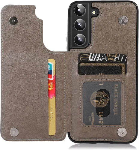 Vista 9 de UEEBAI Funda para Samsung Galaxy A13 5G/A04s, Funda de cuero PU de lujo con [dos cierres magnéticos] [ranuras para tarjetas] Función de atril