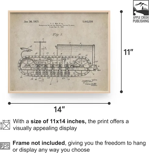 Vista 2 de Póster de patente de tractor Caterpillar de 11 x 14 pulgadas, diseño vintage, equipo pesado