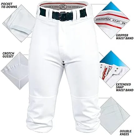 Vista 2 de Rawlings PRO 150 Series GamePractice Baseball Pant Adult Solid Color Knicker Fit