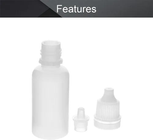 Vista 3 de Othmro Botellas cuentagotas de plástico de ojo de laboratorio de polietileno de 0.5 onzas, 10 piezas, gotero líquido exprimible de 0.0 fl oz, boca