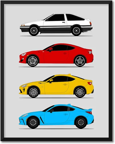 Vista 16 de Custom Car Posters Póster hecho a mano compatible con Toyota Evolution Print Wall Art Décor Best of Toyota Generations, multicolor, 8 x 10 pulgadas