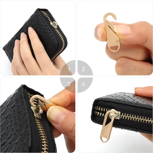Vista 4 de Reemplazo de tirador de cremallera, 16 piezas de pestañas de cremallera desmontables con cordón extensor para equipaje, ropa, chaquetas, mochilas