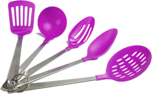 Cook's Corner Juego de utensilios de cocina de 5 piezas - acero inoxidable y nailon (morado)