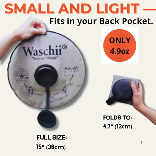 Vista 3 de Waschii Pocket-Sized Travel Clothes Washer for Camping, Hostels & Vanlife – Compact, Leakproof, Eco-Friendly – No Power or Sink Needed