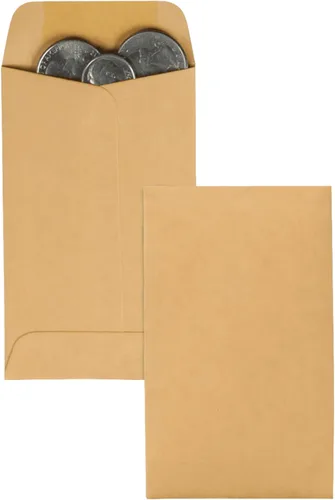 Vista 6 de Quality Park Sobres de monedas de 2-1/2 x 4-1/4, sobres de monedas #3, paquete de 500, con solapa engomada, papel kraft marrón de 28 libras