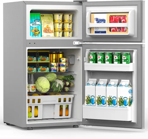 Vista 7 de COWSAR - Refrigerador compacto de 3.2 pies cúbicos con congelador, refrigerador de 2 puertas ajustable