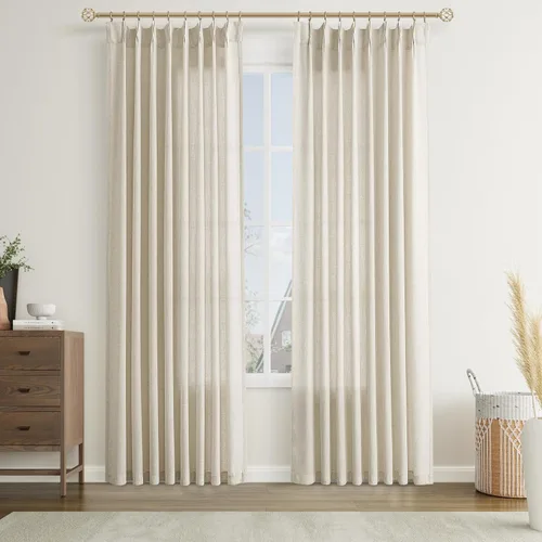 Vista 36 de Joywell Cortinas plisadas de lino de 84 pulgadas de largo, con ojales de clip y pestaña trasera, cortinas semitransparentes para filtrar la luz