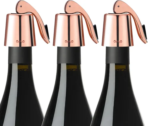 Vista 7 de OWO Tapón para botella de vino de acero inoxidable, reutilizable, protector de vino con sello de silicona, sellador de botellas decorativo, se