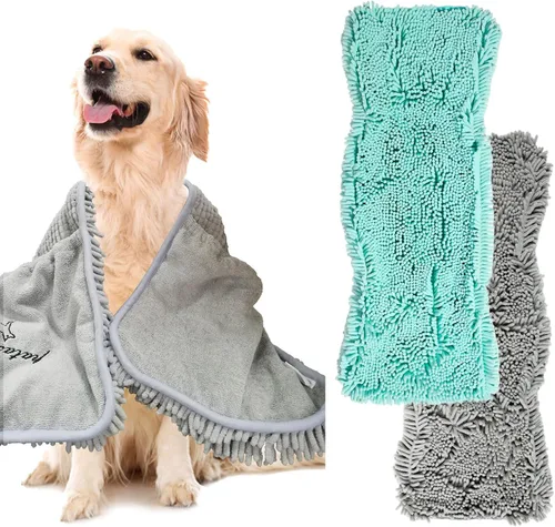 Vista 19 de Patas Lague Toalla absorbente para perros de secado grande, 35 x 15 pulgadas, toalla de baño de microfibra extra grande de secado rápido