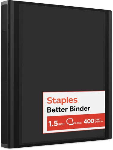 Vista 40 de Staples Better Binder - Carpeta de 3 anillos en D de 5 pulgadas, color negro, carpeta resistente de 3 anillas con lomo reforzado, capacidad