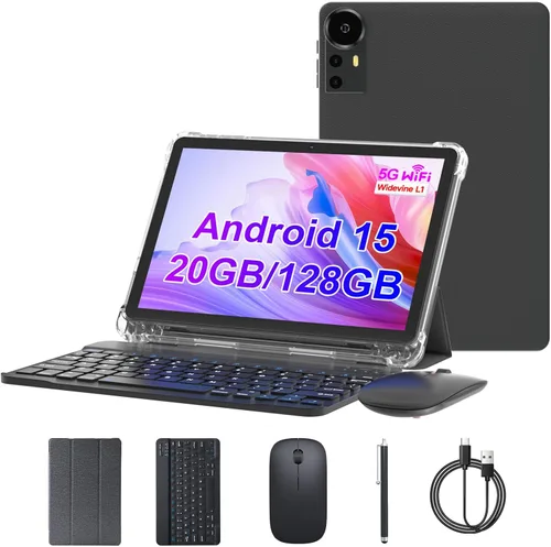 DIGITHINK Tablet PC de 128 GB 10 pulgadas Android 15.0, tabletas Android, DDR4 4 GB RAM+16 GB Extender 20GB ROM 2MP+8MP Cámara dual, 2.4G+5G WiFi,