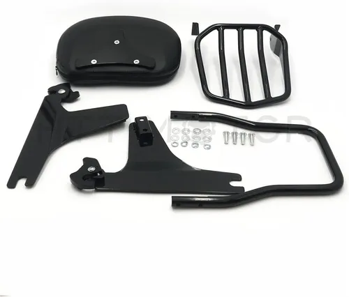 Vista 7 de Sissy Bar - Portaequipajes para Softail 2000-2005 y respaldo de pasajero desmontable de lujo 2006-2019 cromado [P/N: SBB025+P] Negro