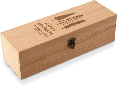 Vista 22 de Weddingstar Caja de regalo de vino de madera grabada personalizada con tapa - Blush Blooms