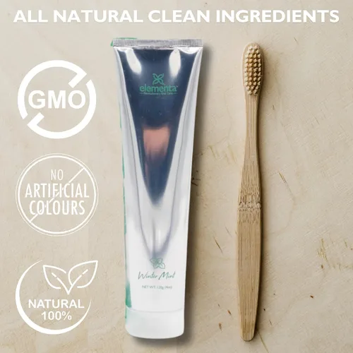 Vista 6 de Elementa Silver Pasta de dientes sin espuma sabor a menta de invierno Gel blanqueador de dientes 5 en 1 de 4 onzas líquidas Formulado por