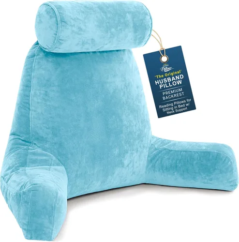 Vista 32 de Almohada Husband Chocolate, Almohada de lectura original para descanso en cama o silla, cojín grande de espuma viscoelástica triturada