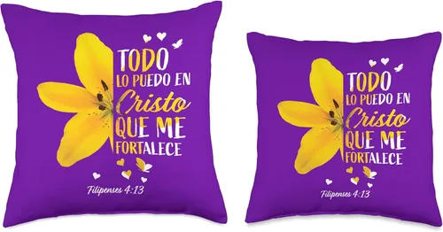 Vista 3 de Regalos cristianos españoles para mujeres, mamá, esposa, filipenses, 4:13, almohada de tiro