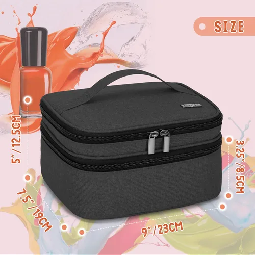 Vista 5 de LUXJA Funda de transporte para esmalte de uñas, capacidad para 30 botellas (0.5 fl oz/15 ml), organizador de doble capa para esmalte de uñas y juego