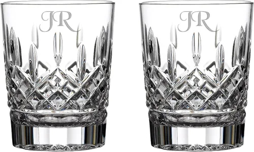 Waterford Lismore - Juego de 2 vasos de cristal personalizados de 12 onzas para whisky, whisky, whisky, whisky, bourbon, cócteles