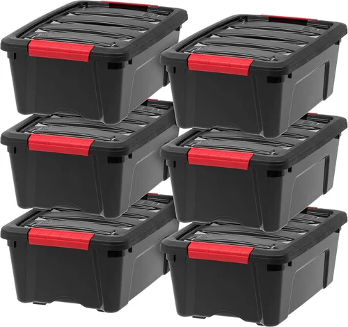 Vista 34 de IRIS USA - Contenedores de almacenamiento de plástico apilables de 40 cuartos de galón con tapas, paquete de 6 unidades, sin BPA, fabricados