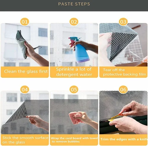 Vista 7 de Moyishi Rollo adhesivo electrostático de vinilo negro perforado de una sola vía para ventana de privacidad (24 x 78 pulgadas)