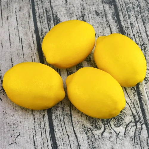 Vista 7 de SAMYO frutas decorativas para la cocina del hogar, decoración para fiestas, limones amarillos artificiales., Plástico, Amarillo, 10 pcs