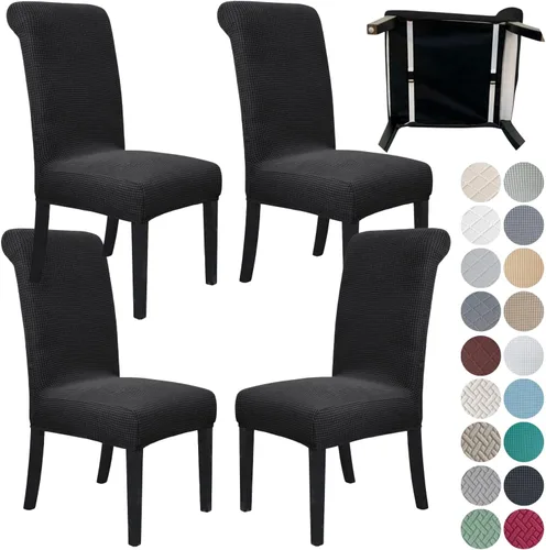 Vista 15 de SPRINGRICO Paquete de 2 fundas para sillas de comedor con cinturón de seguridad, fundas elásticas para sillas Parsons lavables, fundas protectoras