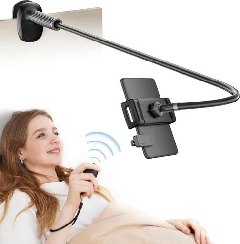 VOLTIFYMAX Soporte de cuello de cisne para Kindle con volteador de páginas remoto para leer en la cama, soporte para tablet para escritorio, brazo