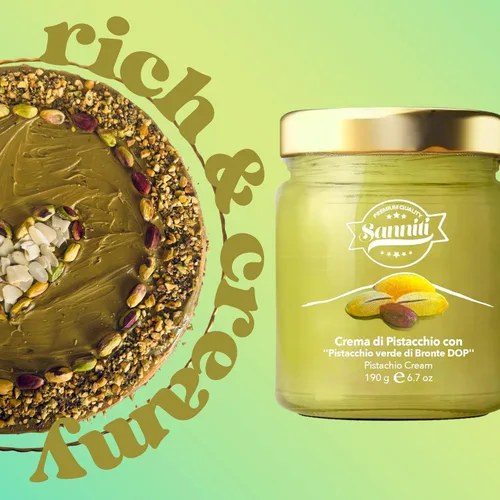 Vista 7 de Sanniti Marullo Crema de pistacho siciliano para untar de pistacho verde di Bronte DOP, 6.7 oz
