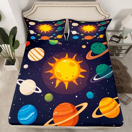 Vista 26 de Erosebridal Sábanas de Cama para Niños de Gato Lindo Tamaño Twin Línea de Arcoíris Neón Sábana Ajustable de Gato con Bolsillo Profundo para Niñas