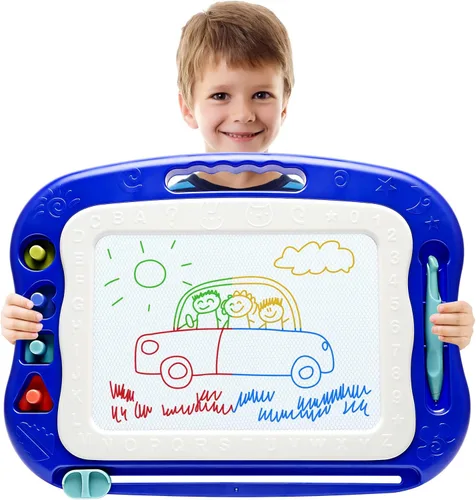 Tablero de Dibujo Magnético, Tablero Grande de Garabatos Juguetes para Niñas y Niños de 3 4 5 6 7 Años Regalo para Niños Etch A Sketch Colorido Azul