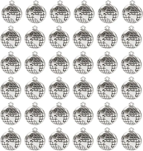 AUEAR, Paquete de 100 dijes de globo de aleación de tierra de plata para hacer joyas, pulseras y collares