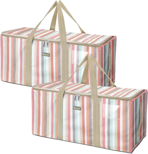 Vista 11 de BALEINE Bolsa de almacenamiento extragrande con cremalleras y asas de transporte, bolsas de mudanza de tela Oxford resistentes para lavandería