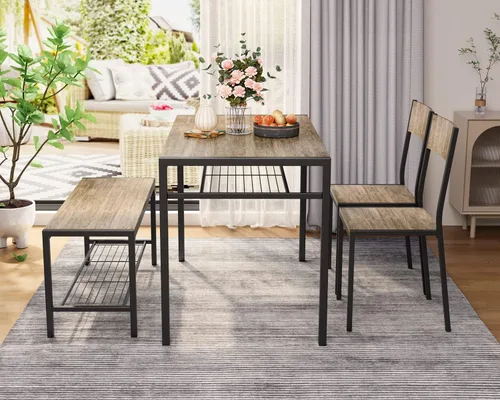 Vista 41 de Gizoon Juego de mesa de comedor para 2, mesa de cocina de 3 piezas con 2 sillas para espacios pequeños, apartamento, cocina, comedor, ahorro
