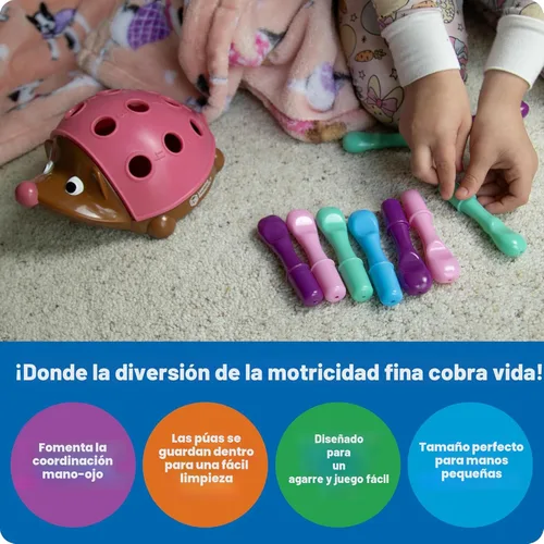 Vista 5 de Learning Resources Spike The Fine Motor Hedgehog Pink - Juguetes Montessori para niños pequeños, forma apilable, regalos para niños y niñas, cubo