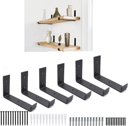 Soportes de estante Paquete de 6 soportes flotantes resistentes de 6.0 pulgadas de largo x 4.0 pulgadas de alto x 1.5 pulgadas de ancho (Compatible