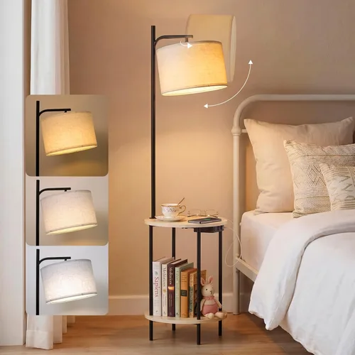 Vista 10 de ONEWISH Lámpara de pie rosa, moderna lámpara de pie para sala de estar, dormitorio, pantalla de lámpara de cristal, bombilla LED incluida, bonito 1