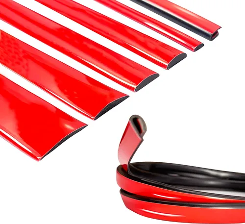 Vista 10 de 16 pies de sólido rojo para coche y moto autoadhesivo recortar exterior e interior Universal salpicadero parachoques ventana puerta lateral