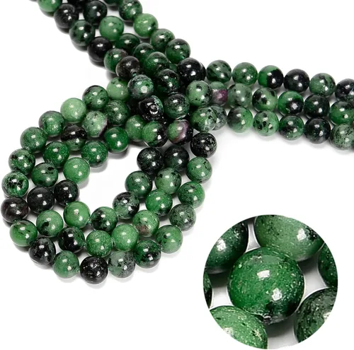 Vista 3 de JM Design Rubí Zoisite Cuentas redondas lisas 0.157 in 15.5" Hebra para la fabricación de joyas
