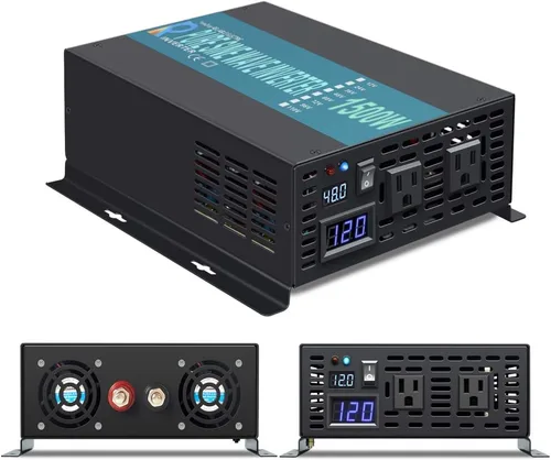 Vista 6 de WZRELB Inversor solar de onda sinusoidal pura de 1500 W, 24 V CC a 120 V CA, inversor de corriente fuera de la red para camping RV