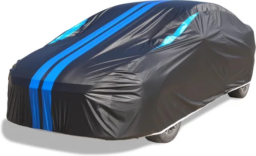 Vista 12 de Funda impermeable para automóvil para todo tipo de clima, 6 capas para automóviles, cubierta exterior completa con cremallera, cubierta exterior