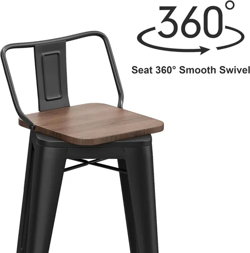 Vista 48 de Juego de 4 taburetes de bar giratorios de 26 pulgadas con respaldo, altura de mostrador, taburetes de bar industriales de metal para el hogar