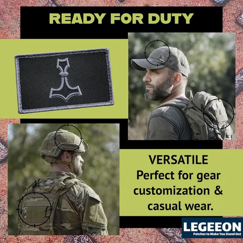 Vista 7 de Blackout Mjolnir 2x3.25 Thor Hammer Suprimido nórdico vikingo moral militar parche de gancho táctico