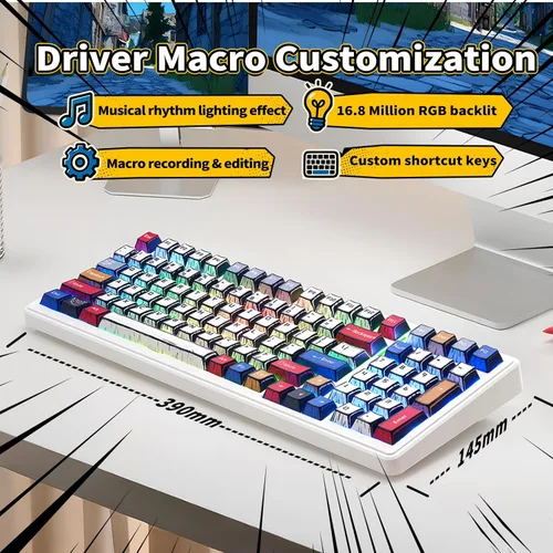 Vista 6 de Aula F99 - Teclado mecánico para juegos, teclado cremoso inalámbrico, teclado de computadora Bluetooth personalizado intercambiable en caliente