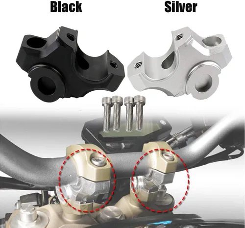 Vista 2 de Para Yamaha MT09 FZ09 XSR900 Manillar Riser Higher Back Extender Adaptador Raiser 2012 2013 2014 2015 2016 2017 2018 MT FZ 09 (negro)