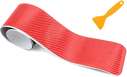 Vista 10 de Protector de parachoques trasero de automóvil, adhesivo antiarañazos de fibra de carbono para proteger el borde de la puerta del automóvil